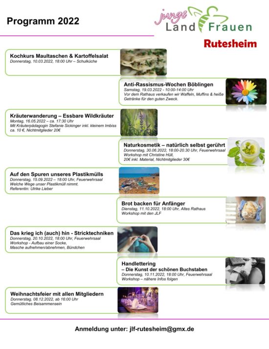 Unser Programm 2022 – Junge Landfrauen Rutesheim